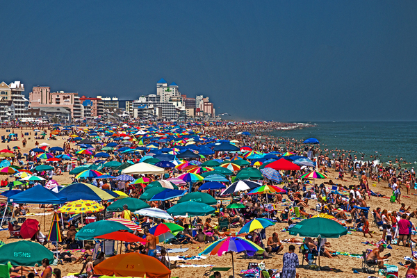 Crowded Beach in Ocean City Maryland Print