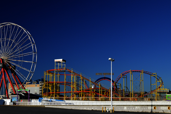 Deserted Ocean City Amusement Pier Blue Sky Print