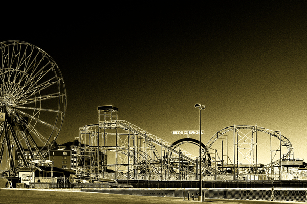 Deserted Ocean City Amusement Pier Painted Gold Print