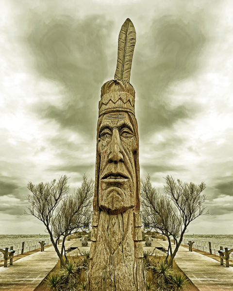 Assateague Indian at the OC Inlet in goldtone Print