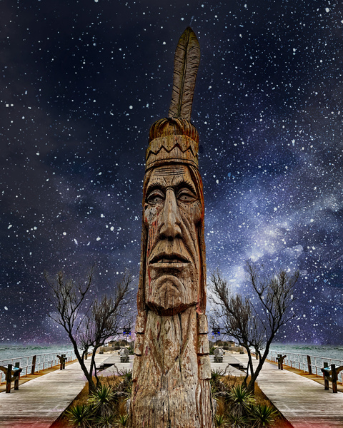 Assateague Indian at the OC Inlet Night Sky Print