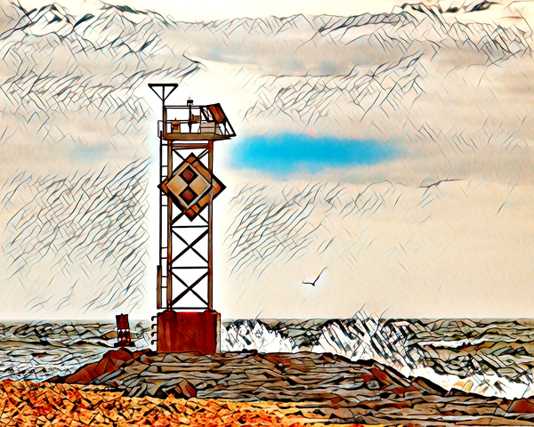 Ocean City Inlet Jetty Light with Edges Print