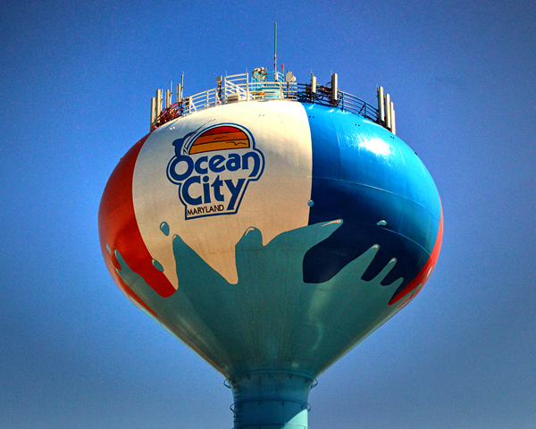 Beach Ball Water Tower in Ocean City Maryland Print