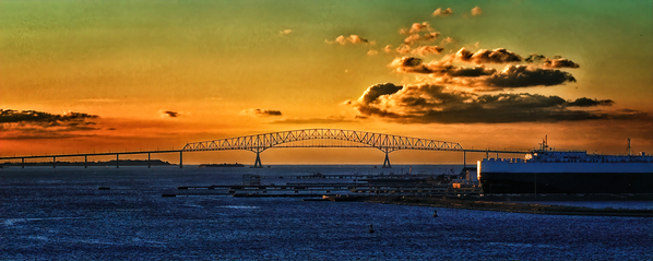 Francis Scott Key Bridge Sunrise Silhouette Print