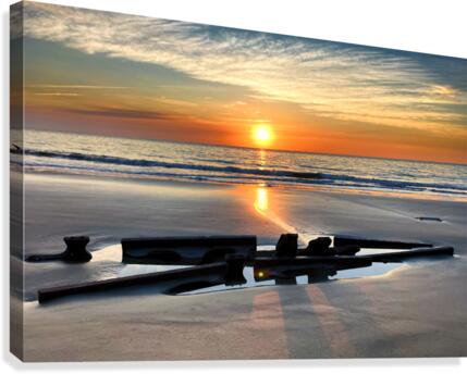 Driftwood Beach Shipwreck Sunrise Canvas Print