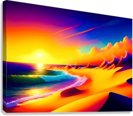 Beach Scene Psychedelic Canvas Print