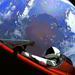 StarMan in Tesla Above Planet Earth