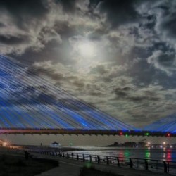 Indian River Bridge Moonlight Panorama