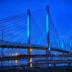 Blue Bridge In The Rain At Indian River Inlet