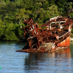 Derelict Ship Hull Roatan Mahogany Bay Honduras