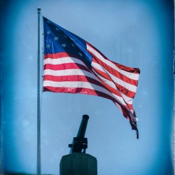 Vintage Federal Hill Flag and Cannon