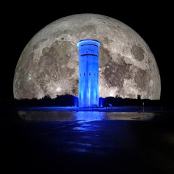 Fire Control Tower 3 Cobalt Blue in a Full Moon