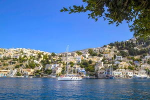 Scenic view Symi Island in Greece