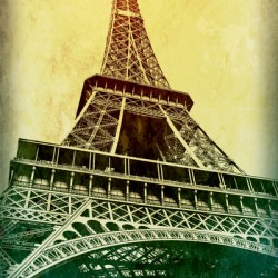 Eiffel Tower in Paris with a vintage artistic aesthetic.
