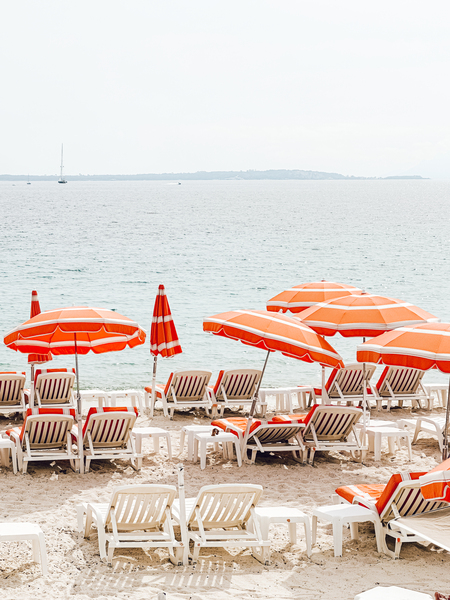 Beach Print Retro Beach Umbrellas Print French Riviera Beach Photography Home Art Print Decor Bondi Beach Print by Radu Bercan