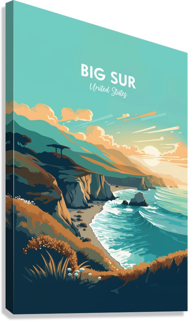 Big Sur California Retro Art Print Big Sur Beach Print Big Sur