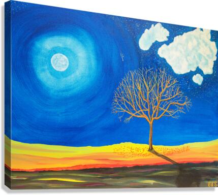 A-32 Cloud Tree Moon Canvas Print