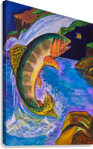  A-4Jumping Fish Canvas Print