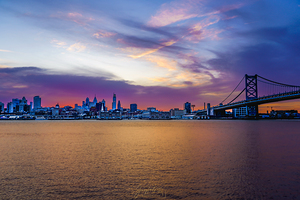 Philadelphia Skyline Orange and Purple