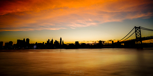 Philadelphia Skyline Silo Sunset Orange 2x1
