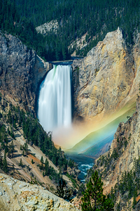 Yellowstone Lower Falls Wide Rainbow Mist Smooth.