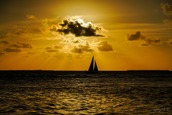 Key West Sunset Cruise Light Beams Print