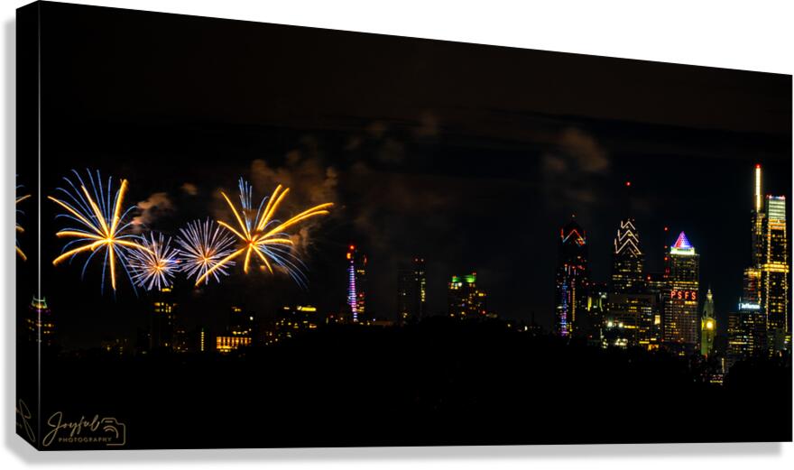 4th of July Philadelphia Blue and Gold 2x1  Canvas Print