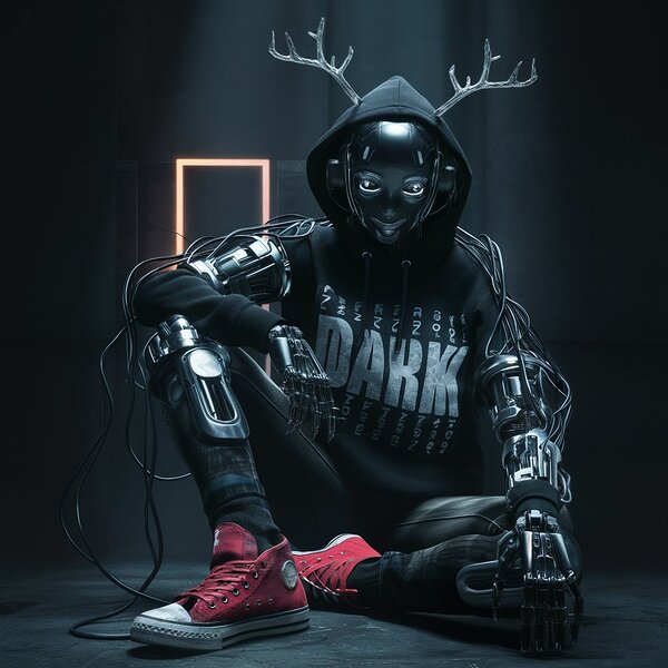 Cyber Enigma: The Dark Antlered Robot by my click