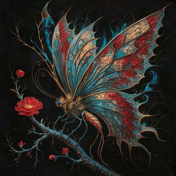 a stunning dark fantasy painting featuring a vibr Print