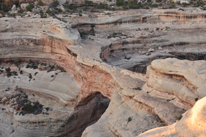 Aerial View Of Large Natural Sandstone Arch Bridge