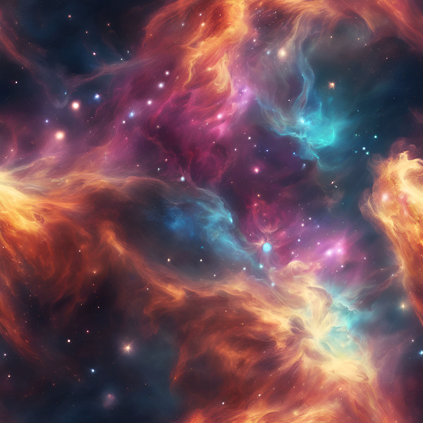 Glowing nebula of vibrant gas and celestial dust  Print