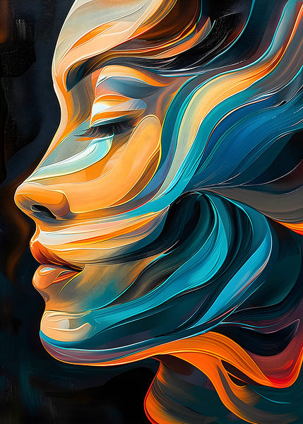 ABSTRACT ART OF A WOMANS FACE 18 by Online Arts