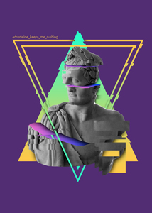 Colorful glitch statue