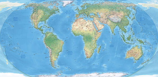 Physical World Map by SamKal