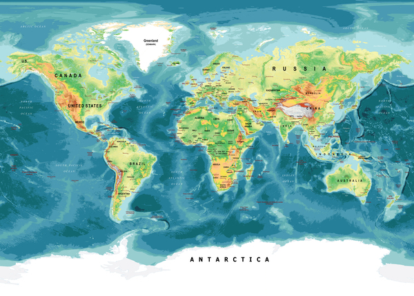 Physical World Map by SamKal