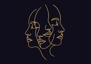 Overlapping Trio of Faces
