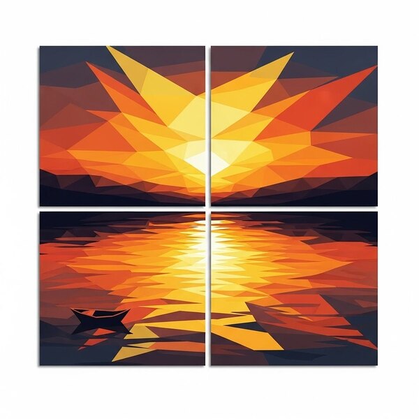 Low Poly Sunset Lake by Djamel ziani