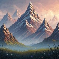 Pixelated Mountain Landscape Poster