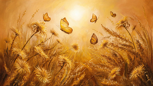 Warm Tone Wildflowers with Butterflies