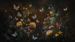 Wildflowers Butterfly Garden    Spring Dark Botanical