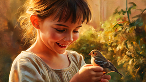 Young Girl with a Bird