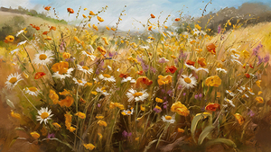 Spring Wildflower Field   Country Flowers Art