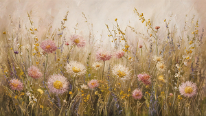 Spring Wildflower Floral Embroidery - Textured Art Colorful Flowers for Spring