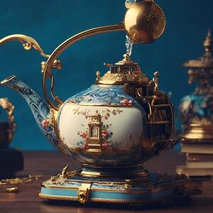 A teapot controlling a society a portrait of a majestic stapler