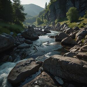 Calm River Flowing Through a Rocky Gorge amazing serene landscape