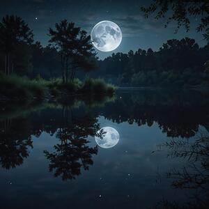 Moonlight Reflections on a Still Pond amazing serene landscape