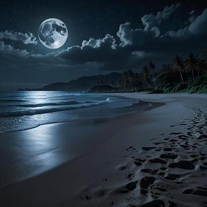 Moonlit Night Over a Serene Beach amazing serene landscape