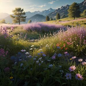 Peaceful Meadow with Blooming Flowers amazing serene landscape