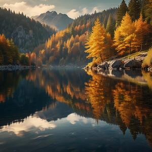 Serene Lake with Autumn Reflections amazing serene landscape