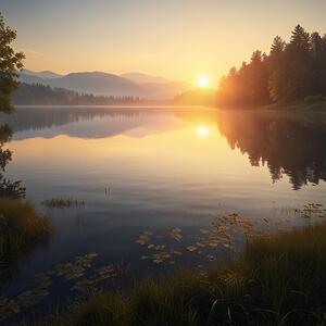 Sunrise Over a Tranquil Lake amazing serene landscape